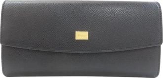 Ferragamo Pre-owned Lange portemonnee (bi-fold) - Dames - Vintage Accessoires - Zwart - ONE Size - Leer - Vintage
