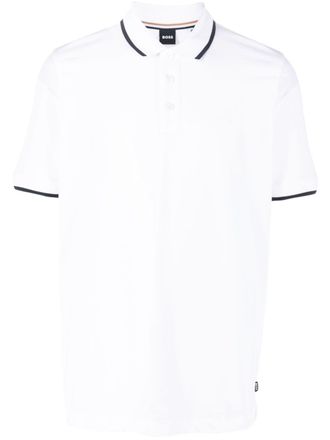 BOSS Polo con logo goffrato - Bianco