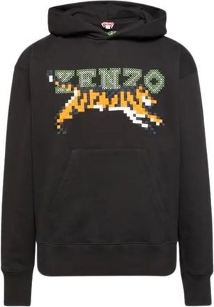 Kenzo Paris digitale tijgerontwerp zwarte hoodie