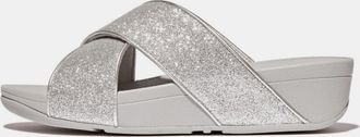 FitFlop Dames Fit Flop Lulu Glitterdust Cross Sliders in Zilver