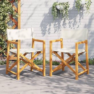 vidaXL Sillas De Director Plegables 2 Unidades Tela Blanco Crema Vidaxl