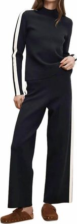 Veronica Beard Jenkins Knit Wide Leg Pant In Navy