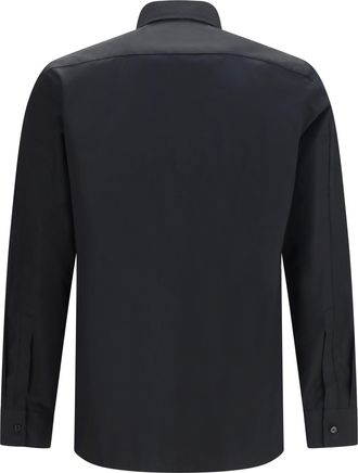Givenchy Mens Embroidered Poplin Shirt Black Cotton