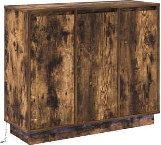 vidaXL Aparador Con Led En Roble Ahumado De 90x32x75 Cm En Madera Compensada Vidaxl