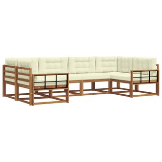 vidaXL Conjunto De Sof&aacute;s De Exterior Con Coj&iacute;n 6 Pcs Natural Y Crema Vidaxl
