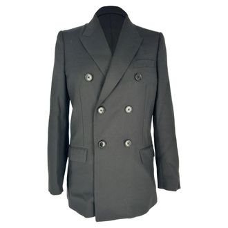 Celine Pre-owned Womens Double-Breasted Tailored Blazer in Black Wool - Size EU 38