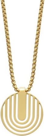 Geoffrey Beene Mens Stainless Steel Disc Plate Pendant Necklace in Gold at Nordstrom Rack