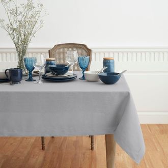 Solino Home Linen Tablecloth for Dining Table, Holiday and Everyday Dining Table Decor - Fete in Soft Grey at Nordstrom, Size Medium