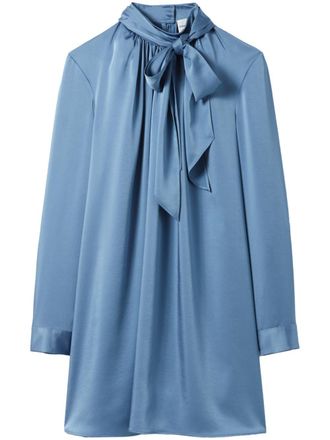 Claudie Pierlot pussy-bow collar mini dress - women - Polyester - 40 - Blue