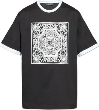 Dolce & Gabbana T-shirt met Majolica-print - Heren - T-shirts - Zwart - L - Katoen - Tops