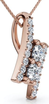 Pompeii3 1/2Ct Two Stone Diamond Pendant Gold Necklace Lab Grown 18 Lab Grown