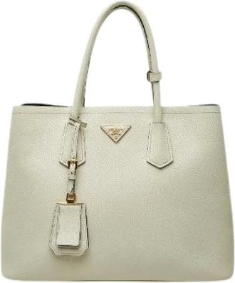 Prada Pre-owned Tote Bags, female, White, Size: ONE SIZE Pre-owned Saffiano Leather Tote Bag