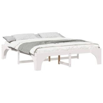 Berkfield Home Stylish Floor Bed Frame with Storage White 200 x 200 cm Solid pin