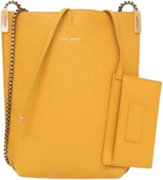 Saint Laurent Pre-owned Small Hobo Chain Shoulder Bag - Dames - Vintage Schoudertas - Geel - ONE Size - Leer - Vintage