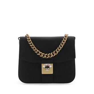 Maison Margiela Two-tone Leather And Cotton New Lock Square Handbag