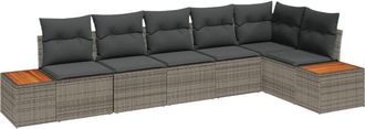 vidaXL Garden Sofa Set with Cushion 6 pcs Grey Poly rattan Vidaxl