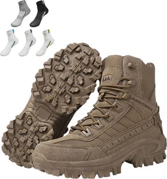 Generic Boots, Tactical Boot, Mens Waterproof Side Zipper Outdoor Combat Boot, Mens Orthopedic Support Anti-Puncture Work Boots (02,11.5)