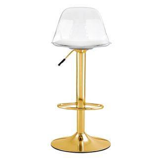 STILVORA Set Di 2 Sgabelli Da Bar Con Schienale Trasparente, Altezza Regolabile, Seduta Girevole, Metallo E Plastica, Oro Trasparente