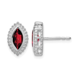 Diamond2Deal 14k White Gold Marquise Garnet Stud Earrings