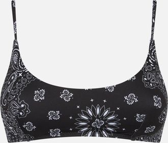MC2 Saint Barth Woman Black Bralette Swimsuit With Bandanna Pattern