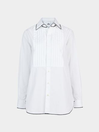 Sébline Hand-Embroidered Cotton Long Smoking Shirt