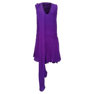 Dior Pre-owned Womens Drape Accent Mini Dress in Violet Chiffon - Purple - Size X-Small/Small