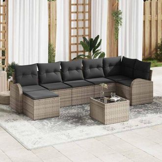 vidaXL Conjunto De Sof&aacute; De Jard&iacute;n 8 Pcs Gris Polirat&aacute;n Vidaxl