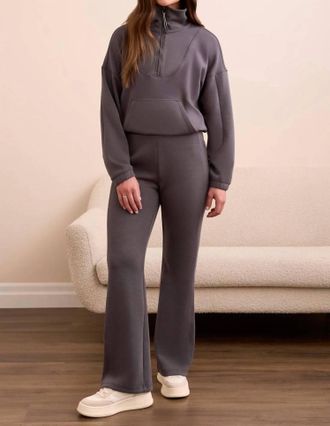 Tribal Techno Lux Zip Mock Neck Sweater In Charcoal