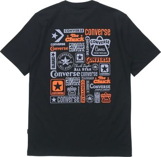 Converse Mens Converse Logo Printing Casual Short Sleeve Black 10018868-001