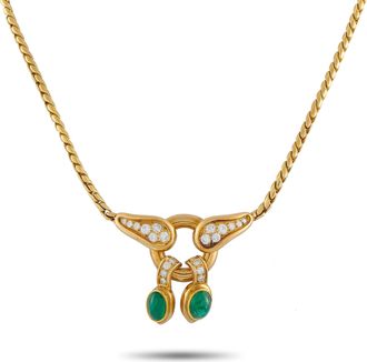 Ren&eacute; Boivin 18K Yellow Gold 1.0ct Diamond and Emerald Necklace RB09-112525