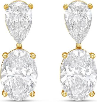Diana M. Jewels 14K Yellow Gold 20.00 Cts of Lab grown pear and oval shape diamond drop earrings