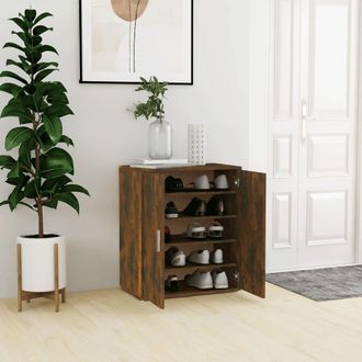 vidaXL Vidaxl - Mueble Zapatero Madera Contrachapada Roble Ahumado 60x35x70 Cm