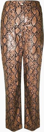 Amy Lynn Womens Snake Patterned High Rise Trousers - Brown - Size: 14/32in