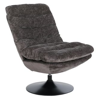 Hhg [nunca Usado] Sill&oacute;n De Sal&oacute;n Hhg-190, Sill&oacute;n De C&oacute;ctel/tapizado/relax, Giratorio, Tejido De Chenilla (470 G/m&sup2;), &Ouml;ko-tex, Acero, Gris-marr&oacute;n
