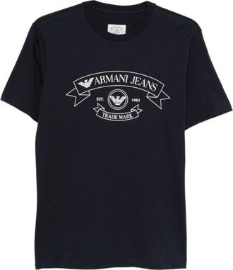 Emporio Armani Blue Crew Neck Logo T-shirt