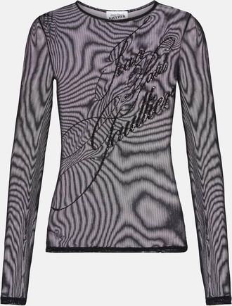 Jean Paul Gaultier Top in tulle con paillettes