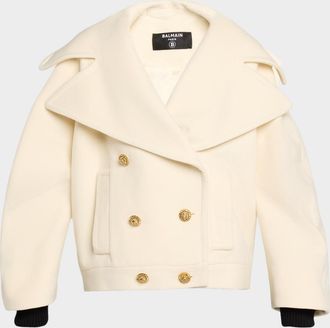 Balmain 6-Button Wool-Cashmere Oversized Coat