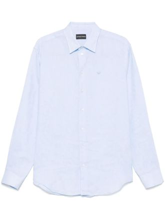 Emporio Armani logo-embroidered shirt - Blue