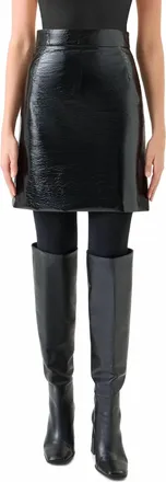 Akris Crinkle Lacquered Mini Skirt In Black