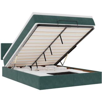 vidaXL Estructura Cama Otomana Colch&oacute;n Terciopelo Verde Oscuro Vidaxl