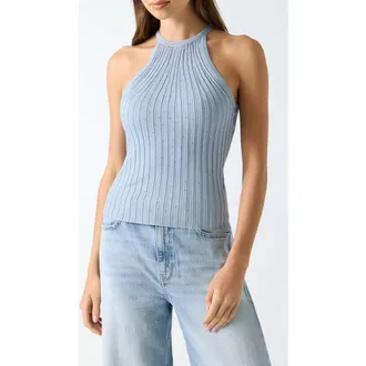 Guess Metallic Rib Tank in Blue at Nordstrom, Size X-Large