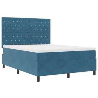 vidaXL Cama Tipo Box Spring Azul Oscuro 140 X 200 Cm Terciopelo Vidaxl