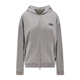 Miu Miu Zip-Through Sweatshirt - Dames - Sweatshirts & Hoodies - Grijs - Maat: S Katoen