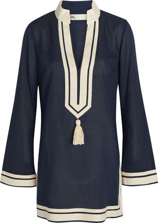 Tory Burch V-neck Cotton Mini Tunic Dress - Navy - S (UK8-10 / S)