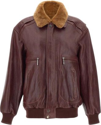 Paco Rabanne Bomberjack van getextureerd leer - Dames - Jassen - Rood - Maat: XS Leer