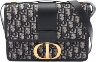 Dior Pre-owned 30 Montaigne Oblique Jacquard Canvas Leather Shoulder Bag - Dames - Vintage Schoudertas - Veelkleurig - ONE Size - Leer - Vintage