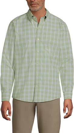 Lands End Traditional Fit No Iron Twill Shirt in Light Stone Green Plaid at Nordstrom, Size Xx-Large