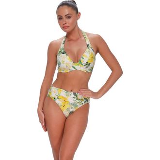 Sunsets Muse Halter Bikini Swimsuit Top - F Cup in Isla Soleil Crepe at Nordstrom, Size 30