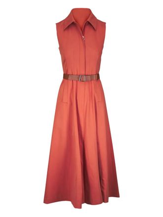 Akris collared belted midi dress - Orange