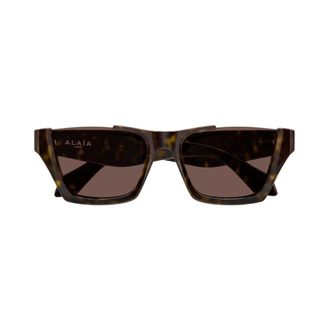 Alaia Angular Tortoiseshell Sunglasses with Dark Rectangular Lenses